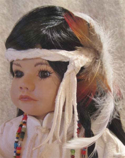 American Indian Girl 12 Inch Handmade Porcelain Doll In White Leather American Indian Girl