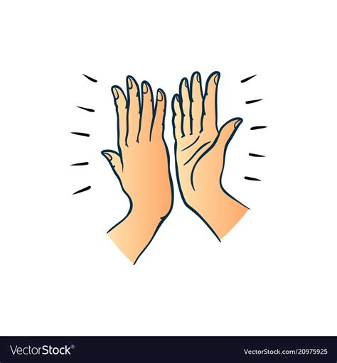 Hand Gesture Of Two People Giving Each Other High Vector Image