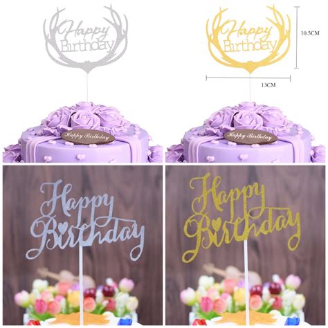 Glitter Silver Gold Happy Birthday Sign Cake Topper Hobbies And Toys