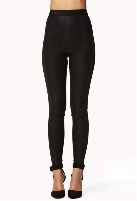 Forever 21 High Waisted Faux Leather Pants In Black Lyst