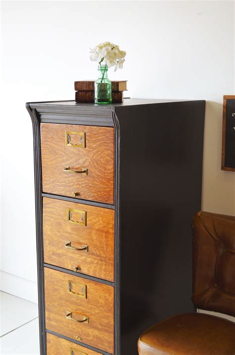 Check spelling or type a new query. Black Antique Filing Cabinet with Original Wood Drawers ...