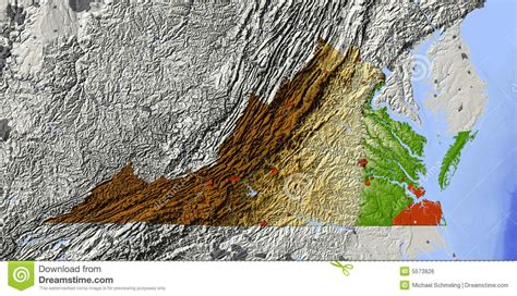 Virginia Shaded Relief Map Royalty Free Stock Image Image 5573826