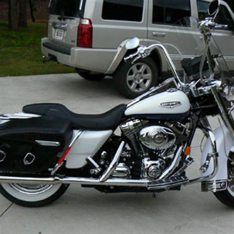 1999 road king new 21 inch 80 spoke front rim, new front and rear tires, true duel fish tail exhaust, 18 inch apes with amp and speakers in bags. Road King - Hill Country Custom Cycles Photo Gallery