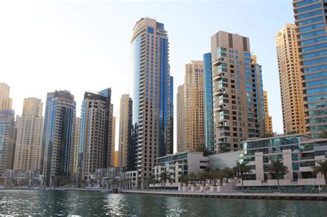 Hotels Skyscrapers On The Coastline Of Persian Gulf Near Dubai Marina