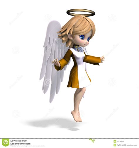 Cute Cartoon Angel With Wings And Halo Royalty Free Stock