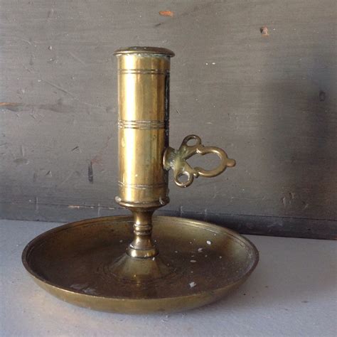 Large Unusual Vintage Swedish Hand Made Brass Chamber Candlestick