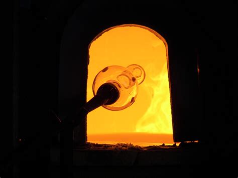 Glass Blowing Furnace In Action The Furnaces Are Natural Gas Or Fuel Oil Fired And Operate At