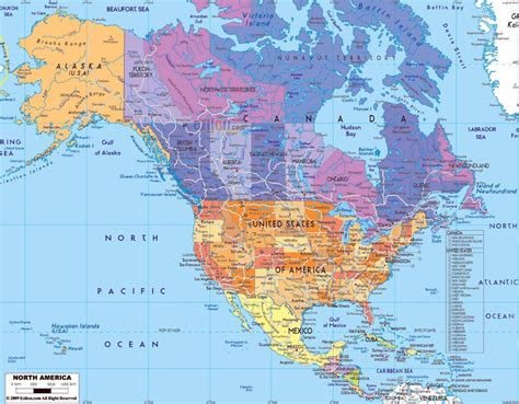 Detailed Political Map Of North America With Roads And Major Cities North America Mapsland