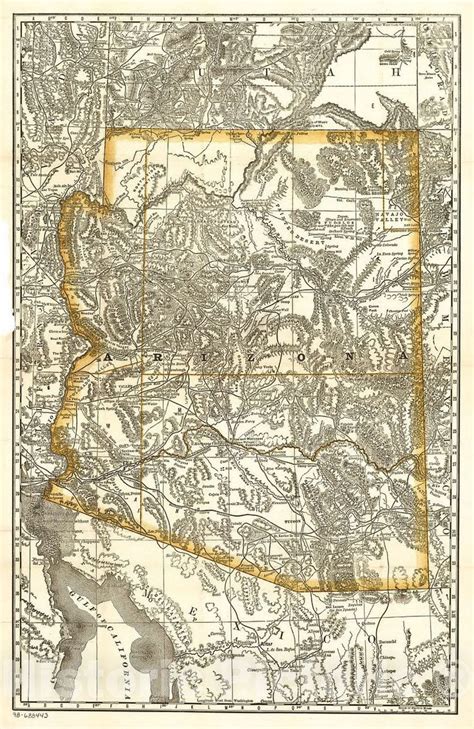 Historic 1876 Map Indexed Map Of Arizona Showing The Stage Lines