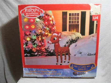 New 32and Rudolph The Red Nosed Reindeer 3 D Pre Lit Christmas Yard Art Decoration 6999 Picclick