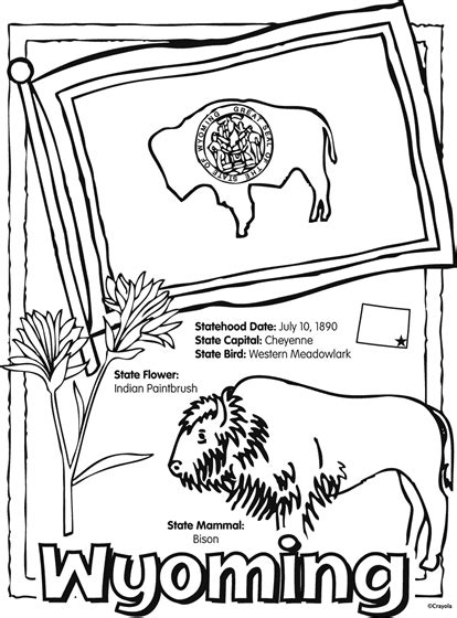 State Of Wyoming Free Coloring Page
