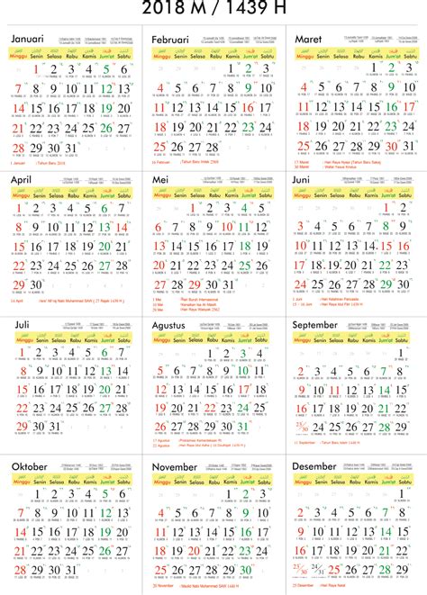 Kalender 2018 Lengkap Hijriyah All Free Vector Gambaran