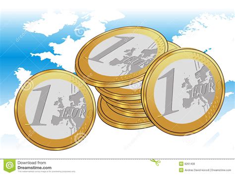 Euro Coins And Europe Map Stock Illustration Illustration Of Earning