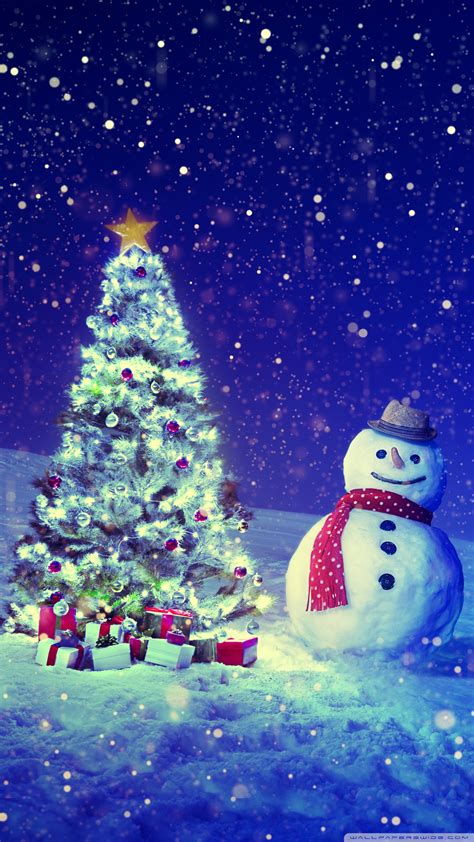 Free Download Christmas Tree Snowman Winter Landscape 4k Hd Desktop
