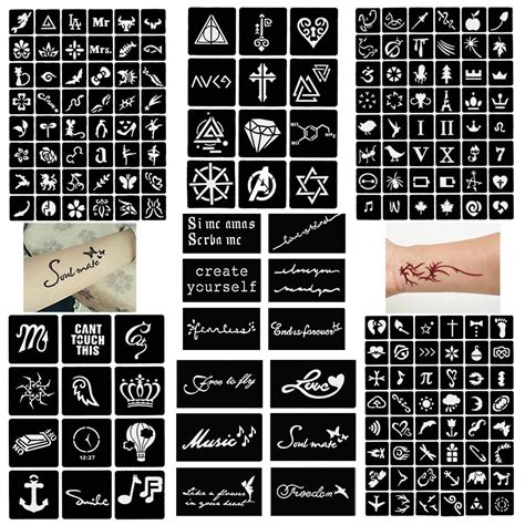 Temporary Tattoos Stencil Glitter Tattoos Kit Henna Tattoos Templates