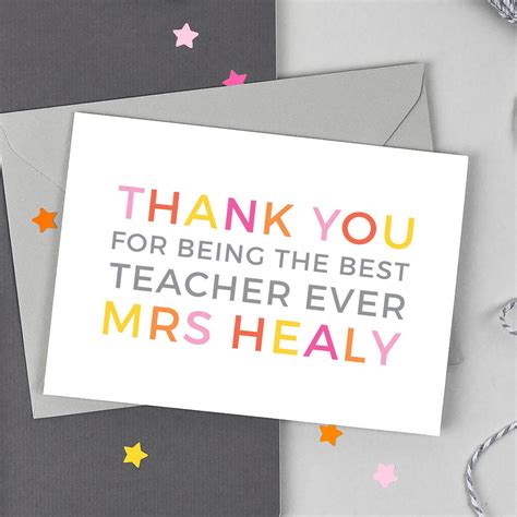 Personalised Thank You Teacher Card By Studio 9 Ltd
