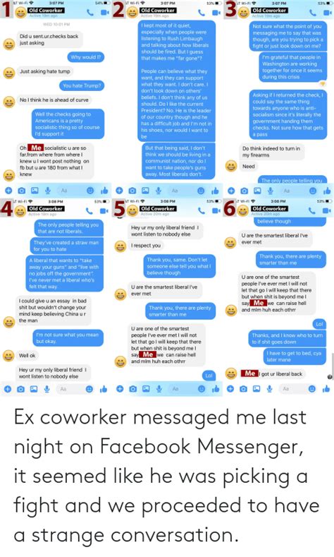 Ex Coworker Messaged Me Last Night On Facebook Messenger It Seemed Like