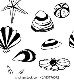 Collection Sea Shell Ink Doodles On Stock Vector Royalty Free