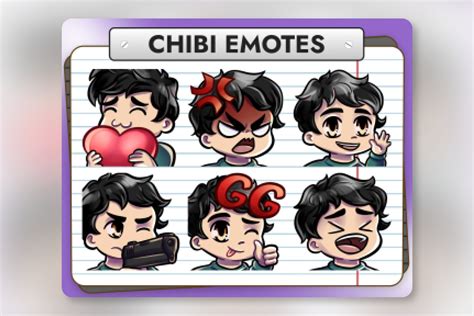 12 Dark Hair Chibi Boy Twitch Emotes Creative Market