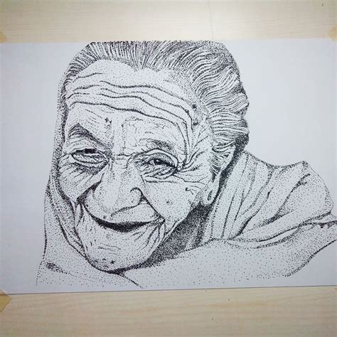 Stippling Art Of An Old Woman Stippling Art Ink Pen Drawings Drawings
