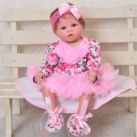 Fashion 22 Inch Reborn Doll Cloth Body Soft Silicone 55 Cm Lifelike