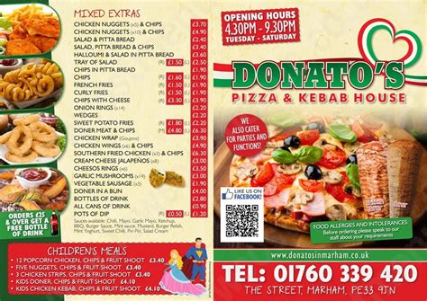 Menu At Donatos Pizza And Kebab House Fast Food Marham