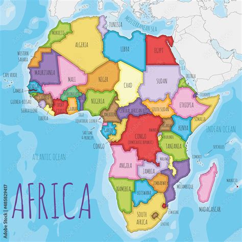 Political Africa Map Vector Illustration With Different Colors For Each Country Editable And