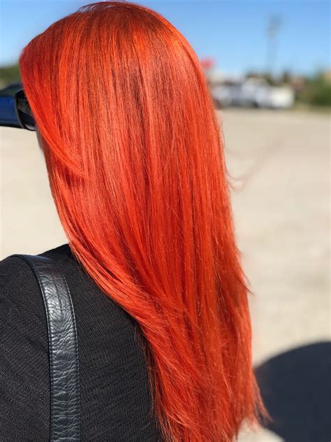 Vivid Red Color By Kim Wallace Long Hair Styles Hair Styles Red Color
