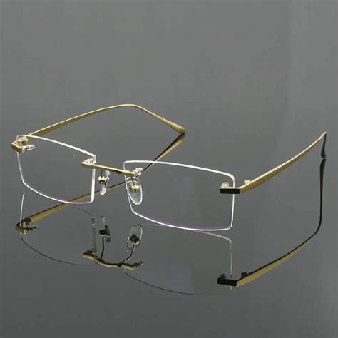 100 pure titanium men s eyeglasses frame optical glasses rxable rimless glasses light weight 4