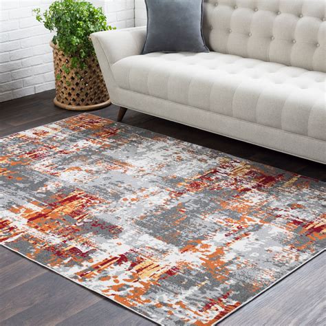 Surya Rafetus Ets 2305 Burnt Orange Abstract Synthetic Rug From The