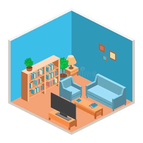 Isometric Interior Of A Living Room Stock Illustration Illustration