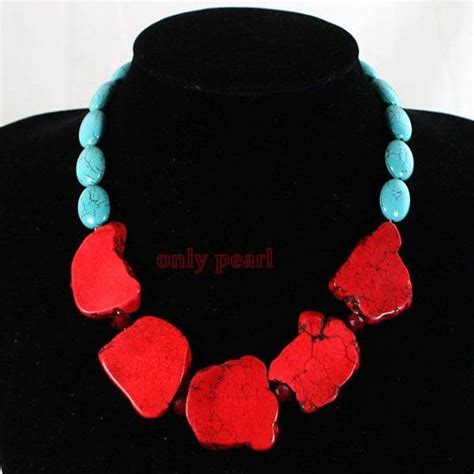 Free Shipping Red Turquoise Necklace 1718inch By OnlyPearl On Etsy 26