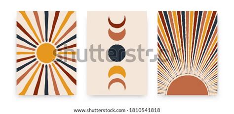 Abstract Sun Moon Posters Contemporary Backgrounds Set Of Covers
