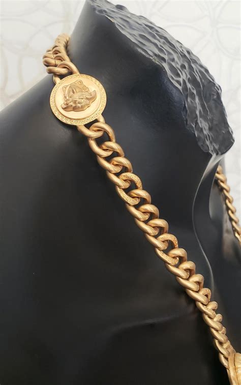 New Versace 24k Gold Plated 5 Medusa Pendant Chain Necklace At 1stdibs