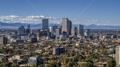View Across The City At The Skyline Of Downtown Denver Colorado Aerial