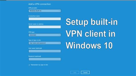 Virtual private network atau biasa disingkat dengan vpn merupakan sebuah koneksi antara satu jaringan dengan jaringan lain dengan cara pribadi atau private melewati jaringan internet atau publik. How to setup built in VPN client in Windows 10 - YouTube