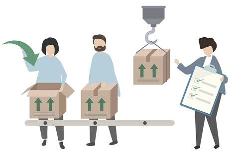Workers Packing Goods For Distribution Illustration Download Free