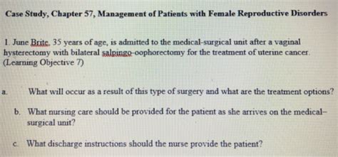 Case Study Chapter 57 Management Of Patients With Female Reproductive