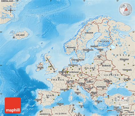 Political Map Europe Shaded Relief Effect Stock Illustration 401845114