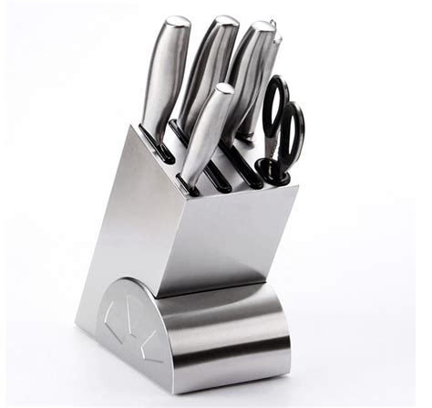 Professional Full Stainless Steel Deluxe 7 Piece Knife Block Set