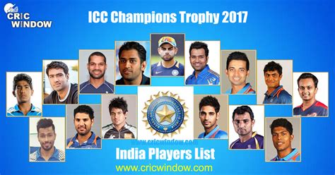 Squads For Icc Champions Trophy 2017 Team Players List