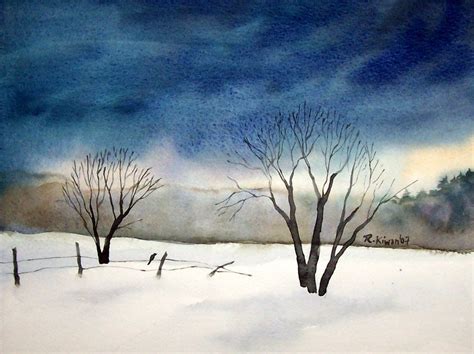 From The Land Of The Cedars Maine Watercolors Winter Scene Painting