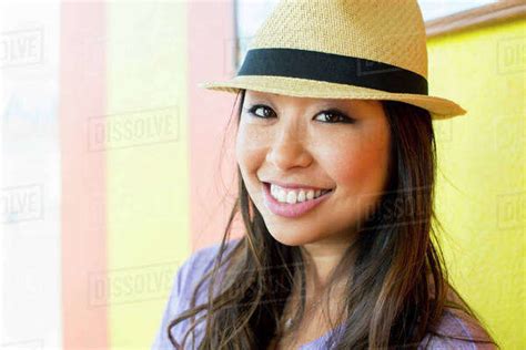 Asian Woman Smiling Outdoors Stock Photo Dissolve