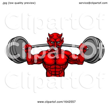 Devil Weight Lifting Body Builder Sports Mascot By Atstockillustration