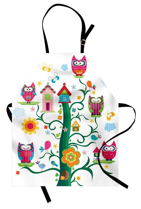 Owl Apron Owls In The Tree With Crazy Eyes Mosaic Dots Magic In The Air Nocturnal Wise Mascot