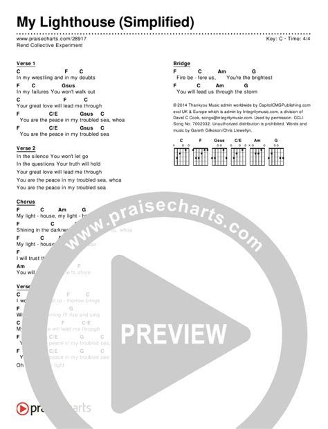 My Lighthouse Simplified Chords Pdf Rend Collective Praisecharts