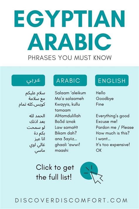 An Info Sheet With The Words Egyptian And Arabic In Different Languages