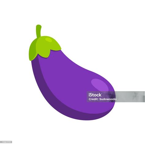 Cartoon Eggplant Emoji Icon Stock Illustration Download Image Now