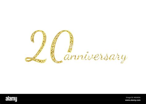 20 Anniversary Logo Concept 20th Years Birthday Icon Isolated Golden