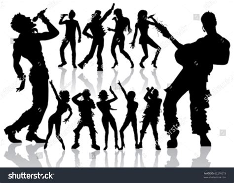 Vector Dancing Singing Peoples Silhouette New Stock Vector 62210578 Shutterstock